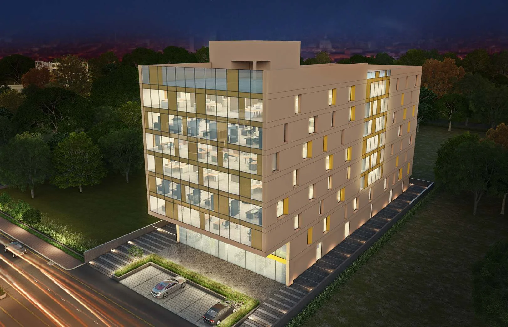 HetDiv Square exterior, Sindhu Bhavan Road